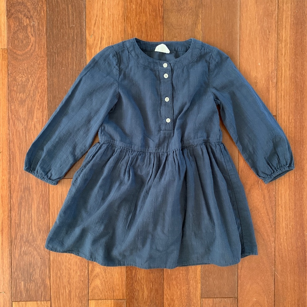 Crewcuts Toddler Girls Long Sleeve Cotton Dress Denim Blue 4